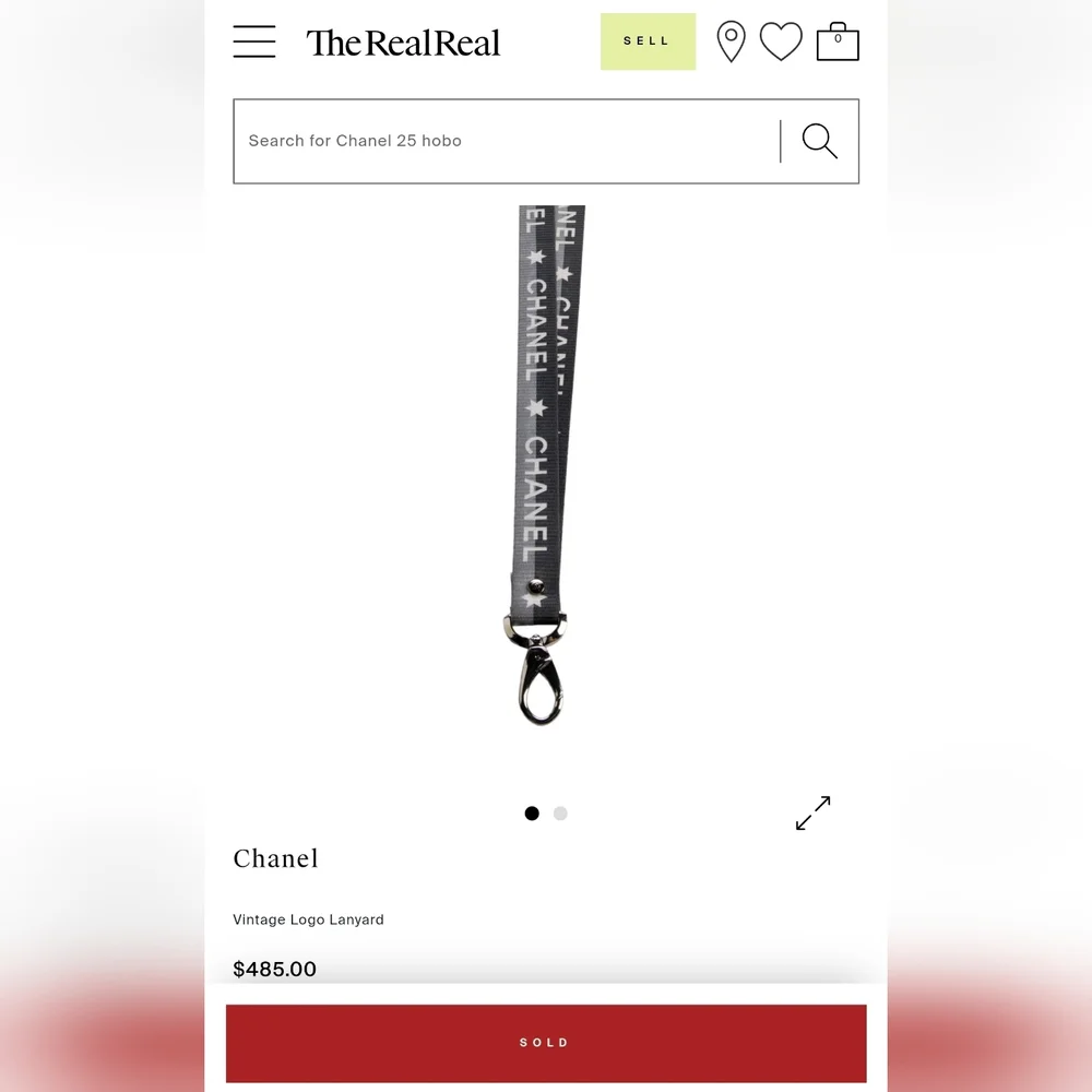 CHANEL Black Logo Lanyard Necklace